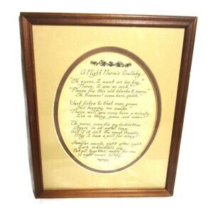 A Night Nurses Lullaby Poem Calligraphy by Charles Dantzler Wood Frame 8 x 10